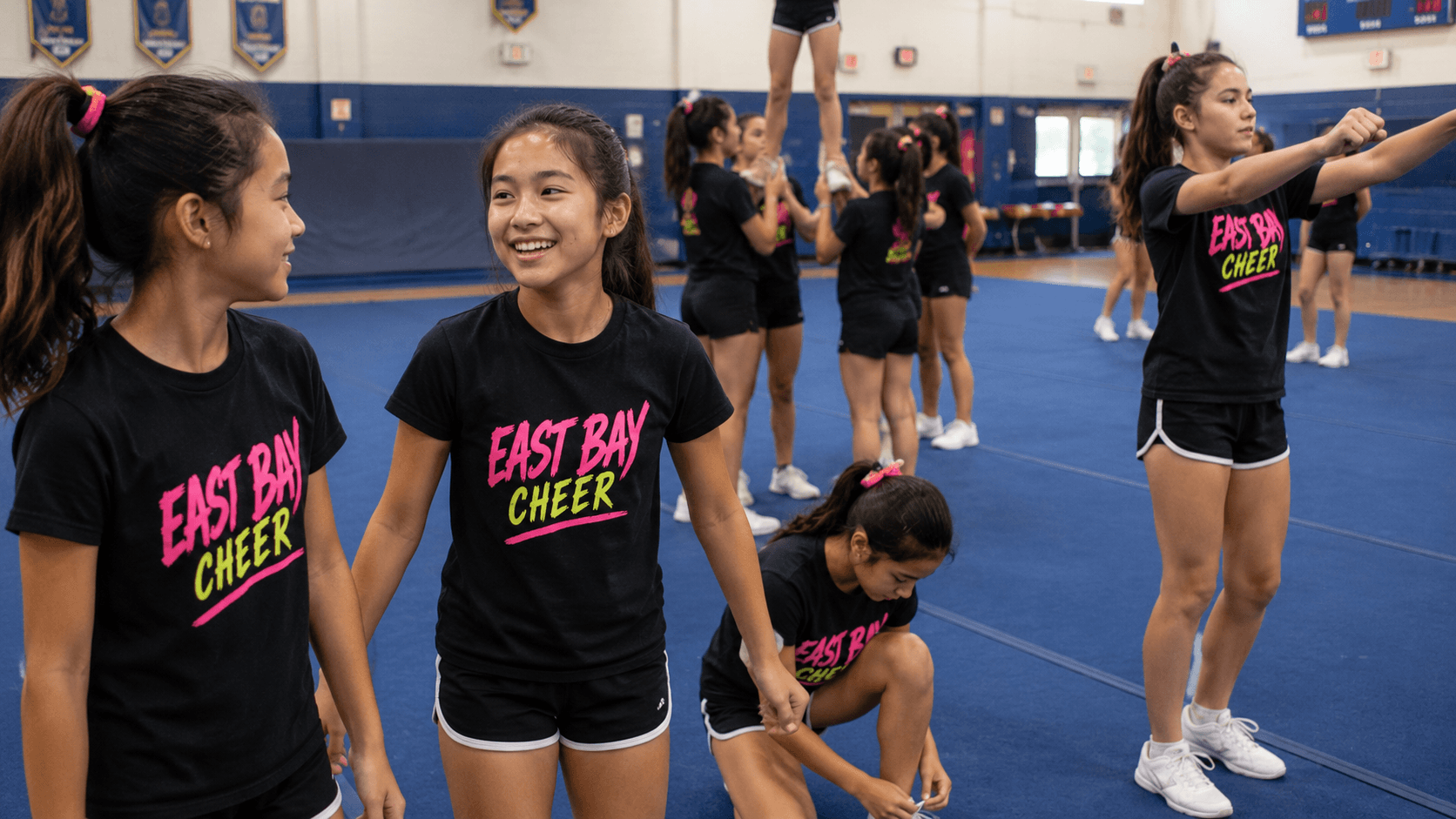 East Bay Youth Cheer Tees: Neon on Dark — We Tell You It Will Shift